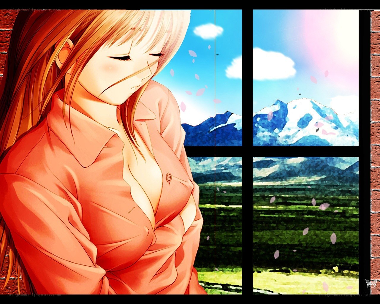 Anime girl by window