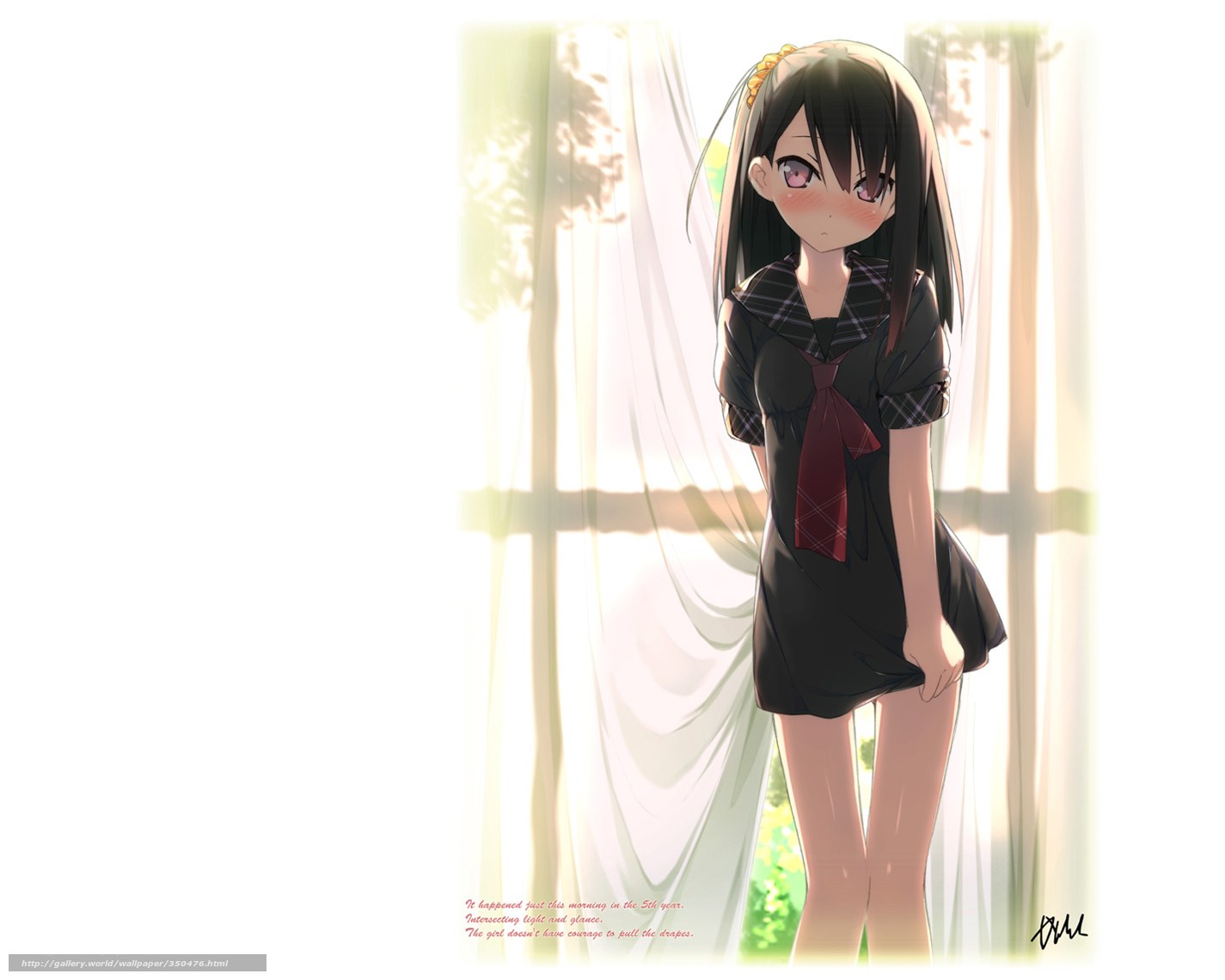 anime girl by window
