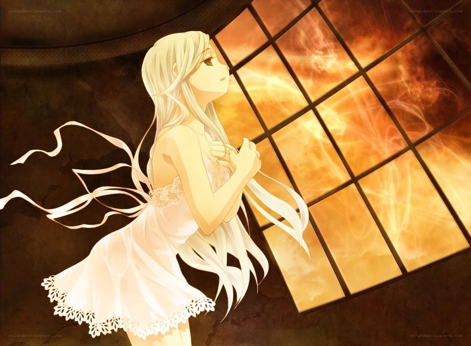 Anime girl by window