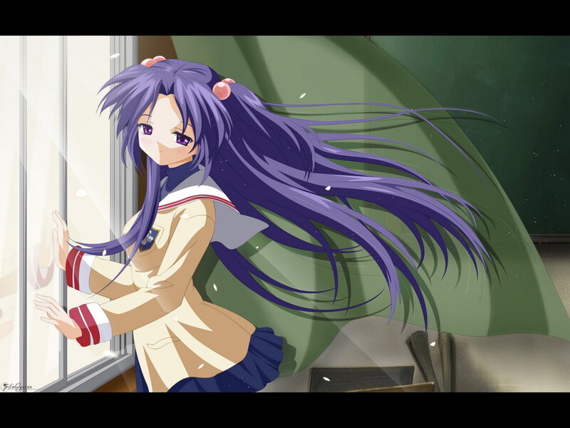 anime girl by window