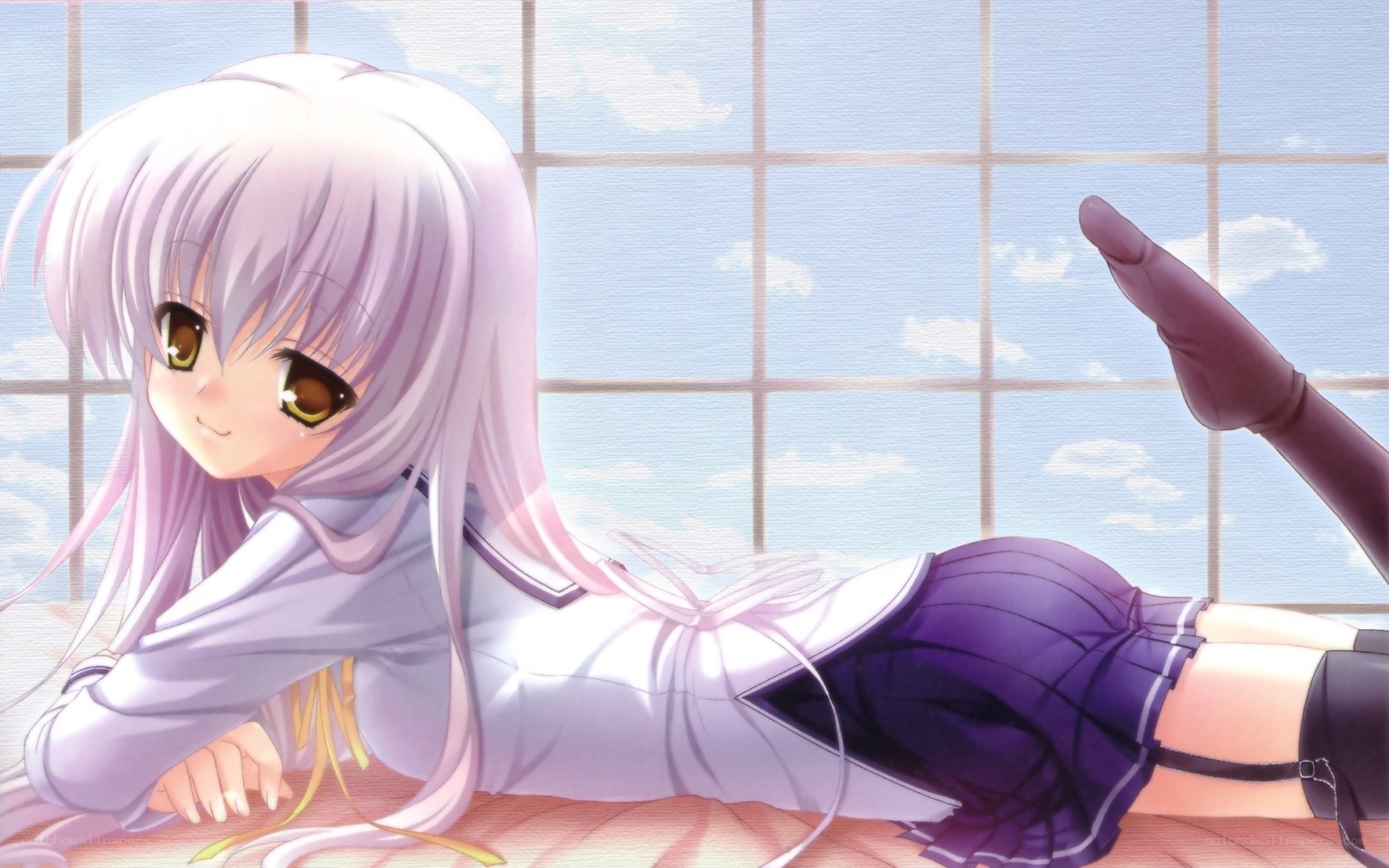 anime girl by window
