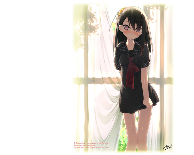anime girl by window