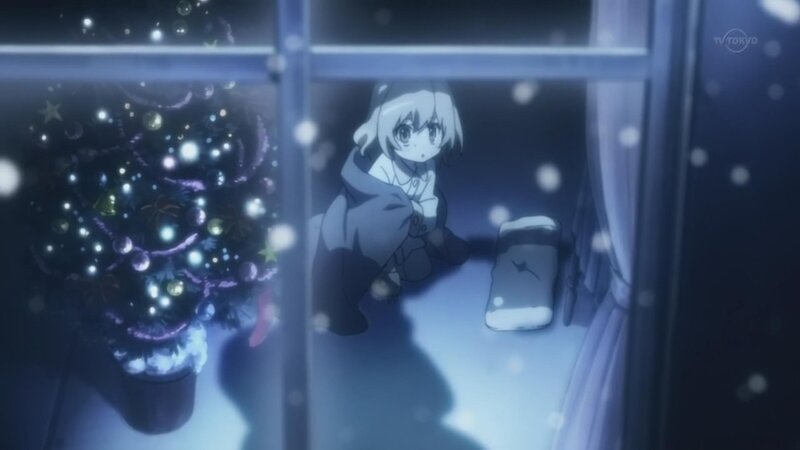 anime girl by window at night