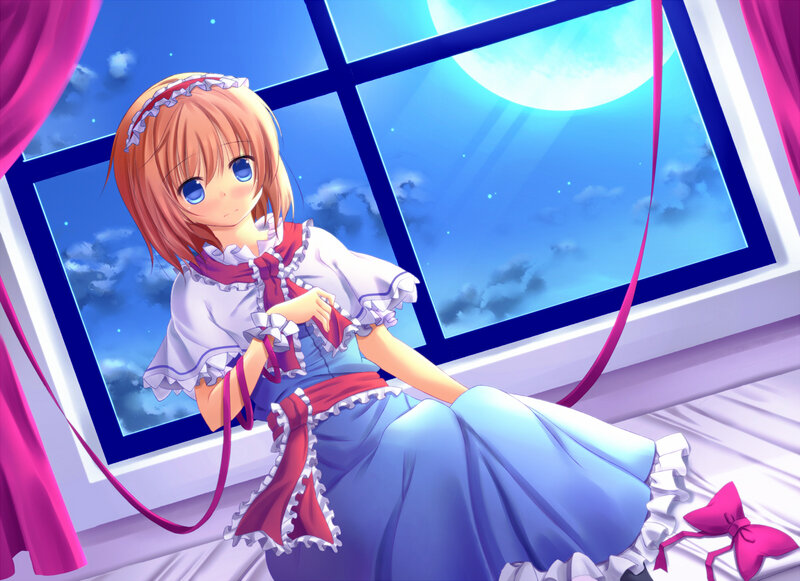 Anime Girl by Window — Blue, Serene