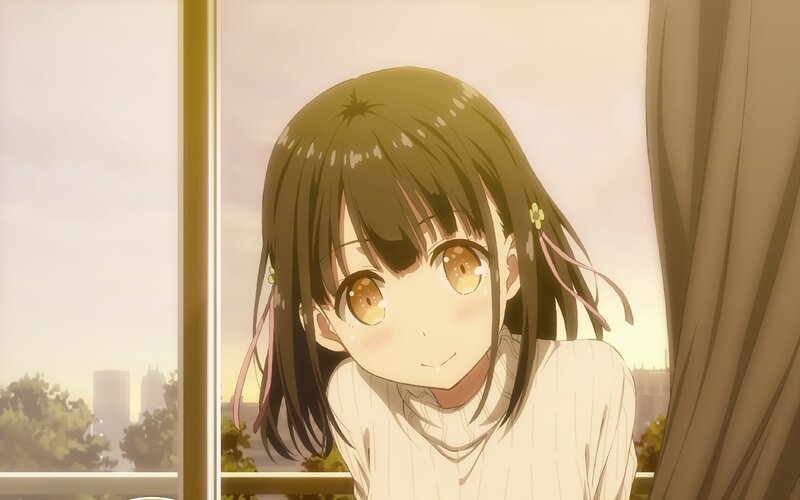 Anime Girl by Window — Brown, Calm