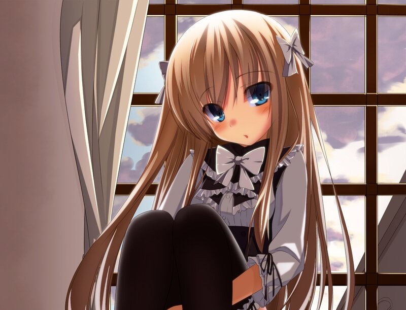 Anime Girl by Window — Brown