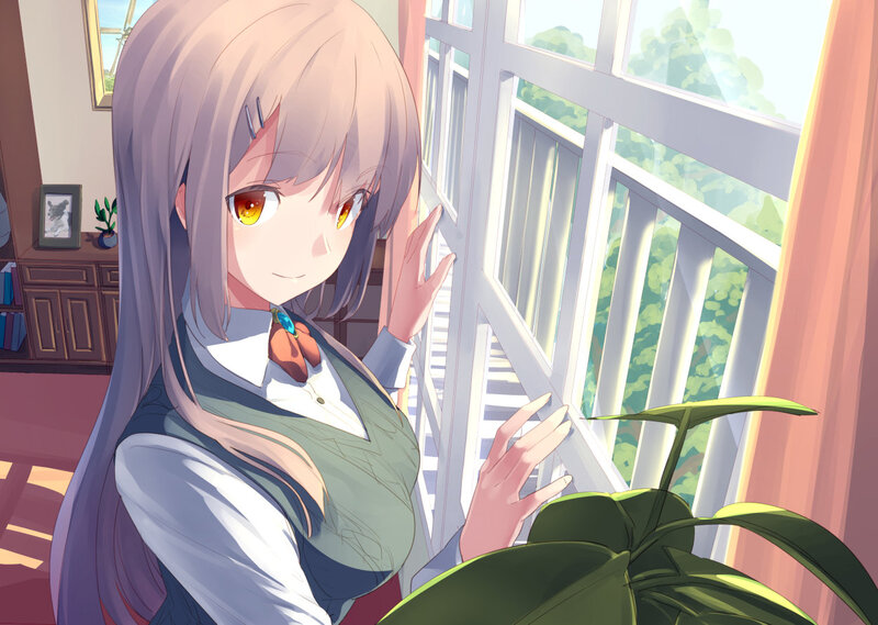 Anime Girl by Window — Green