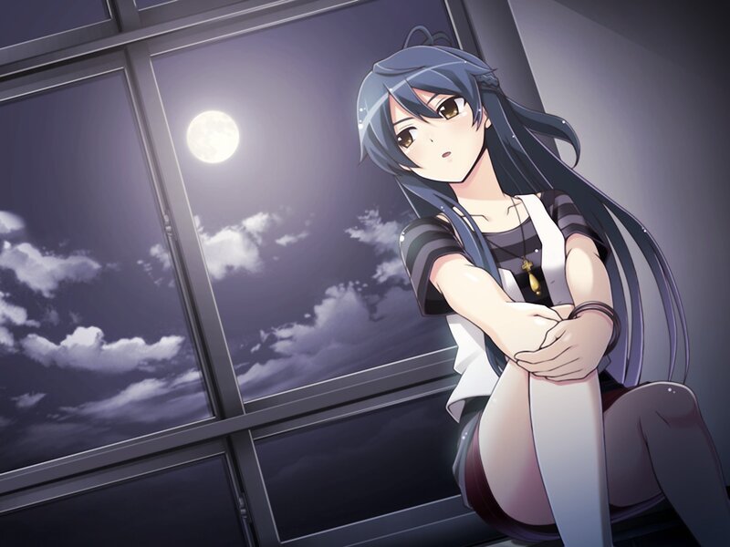 Anime Girl by Window — Purple