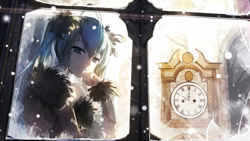 Anime Girl by Window — White, Serene, Winter