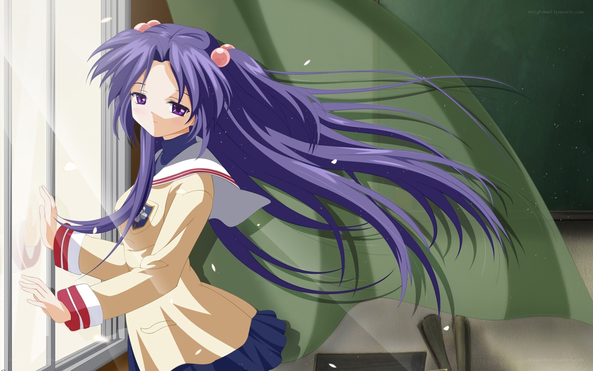 anime girl by window