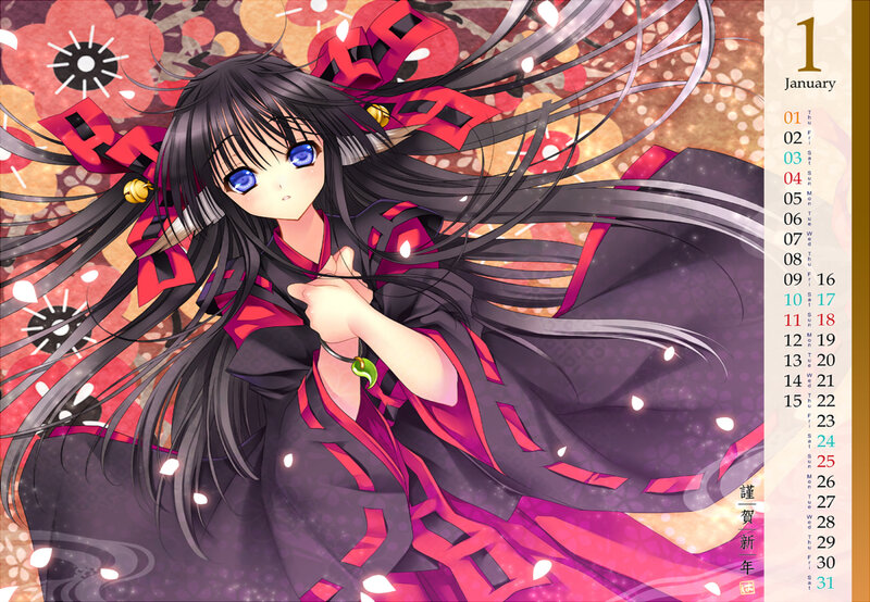 anime girl calendar art