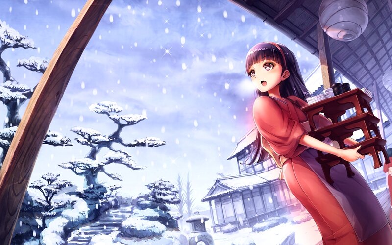 Anime Girl Carrying Table
