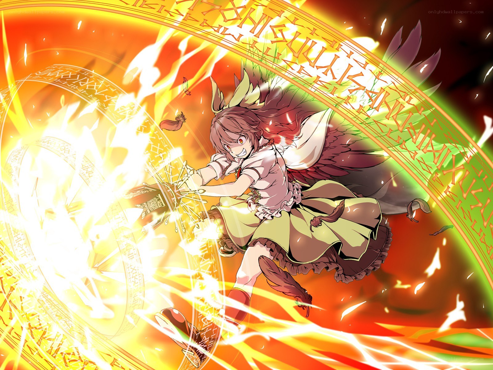 Anime girl casting a spell