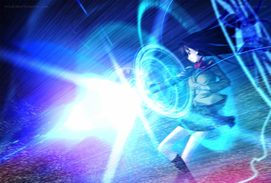 anime girl casting blue spell