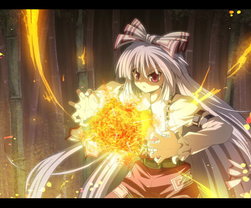anime girl casting fire spell