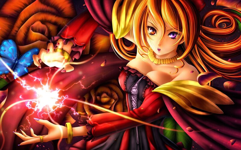 Anime girl casting spell
