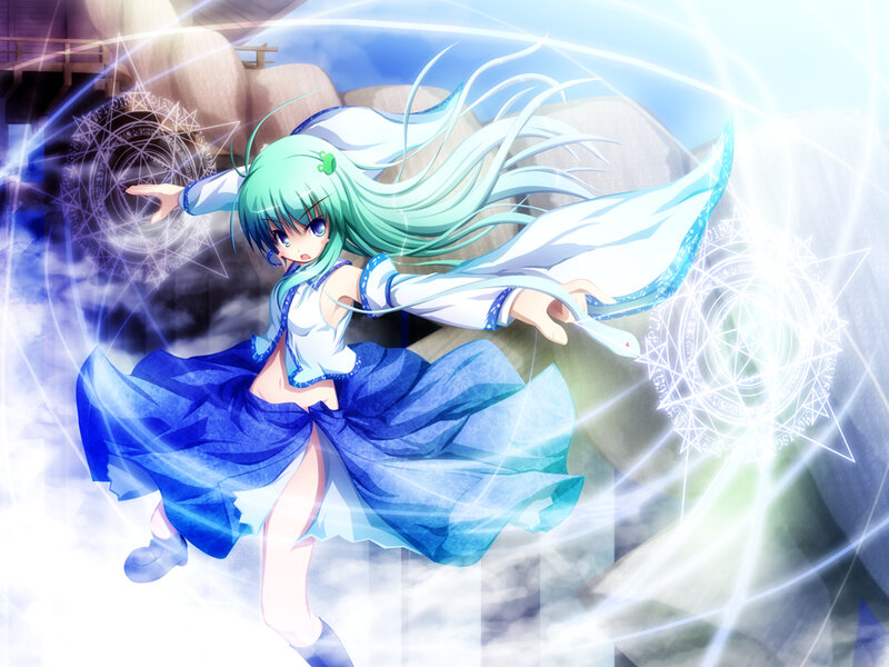 Anime Girl Casting Spell — Blue, Dramatic, Magic Circle