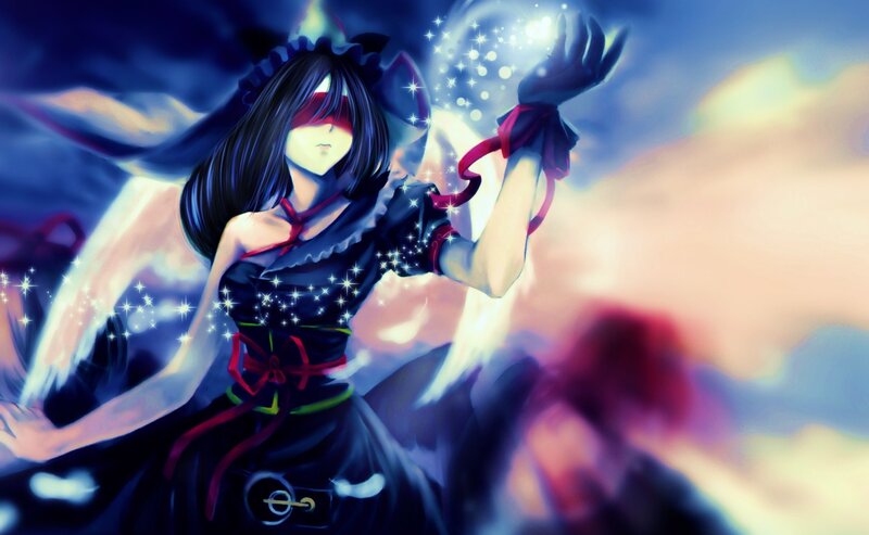 Anime Girl Casting Spell — Blue, Dramatic
