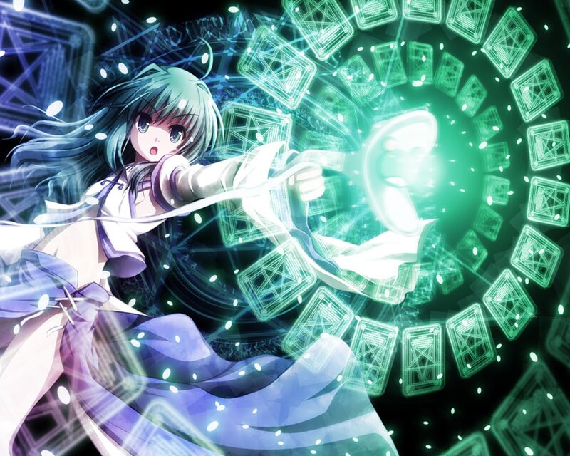 Anime Girl Casting Spell — Green, Dramatic