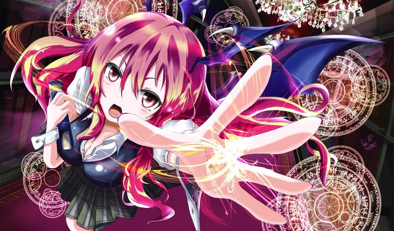 Anime Girl Casting Spell — Pink, Dramatic, Magic Circle