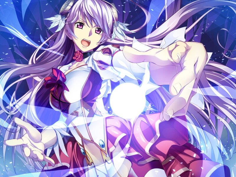 Anime Girl Casting Spell — Purple, Dramatic, Magic