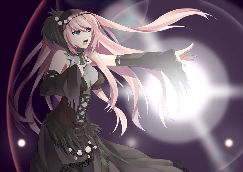 Anime Girl Casting Spell — Purple, Dramatic, Night, Digital Art, Long Hair