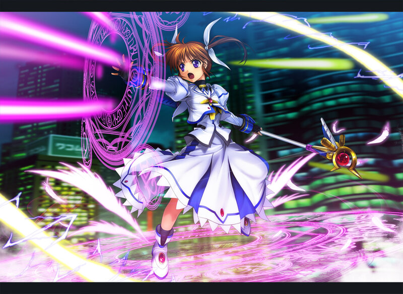 Anime Girl Casting Spell — Purple, Dramatic, Night, Digital Art