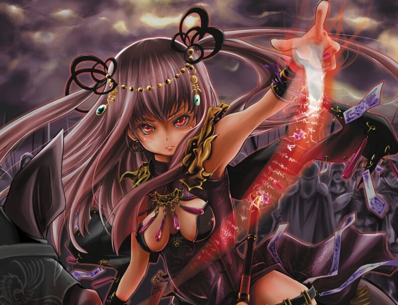 Anime Girl Casting Spell — Purple, Dramatic