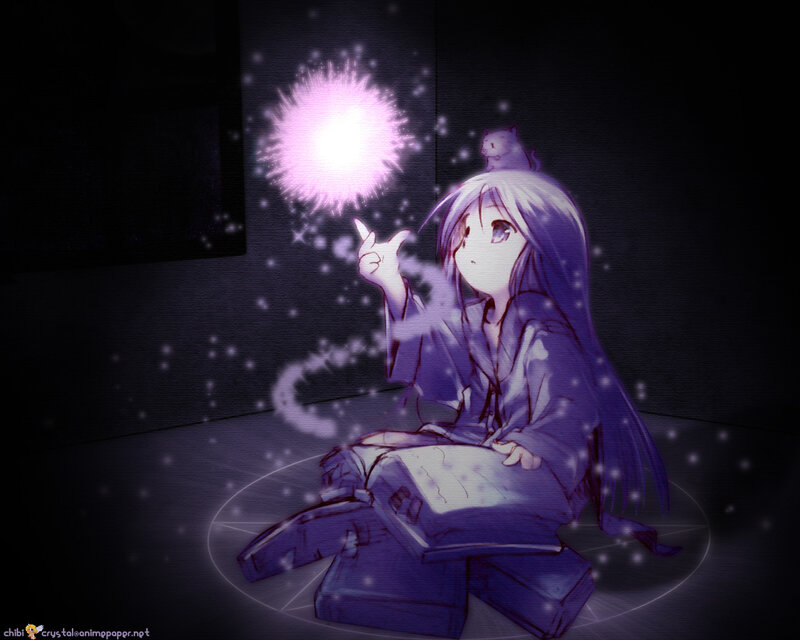 Anime Girl Casting Spell — Purple, Mysterious
