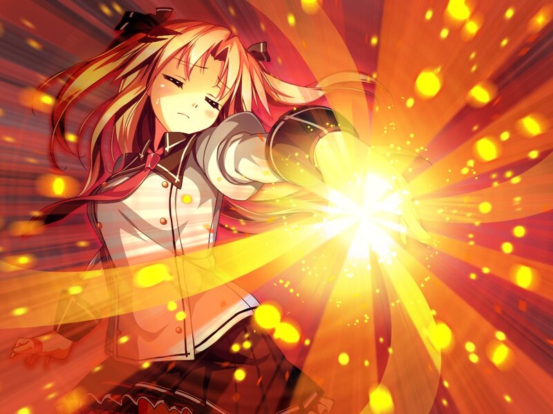 Anime Girl Casting Spell — Red, Dramatic, Magic