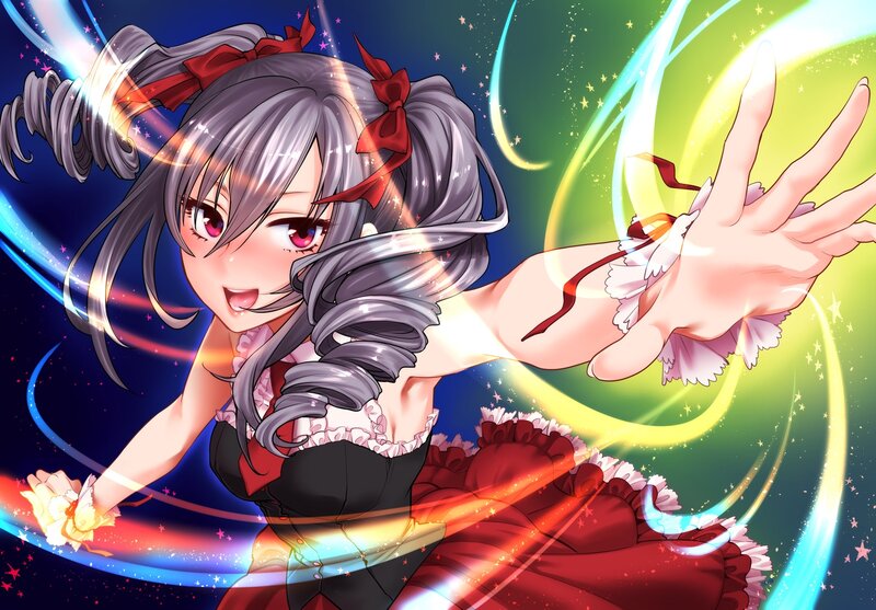 Anime Girl Casting Spell — Red, Energetic