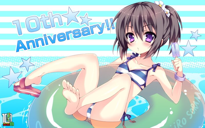 Anime girl celebrating 10th anniversary