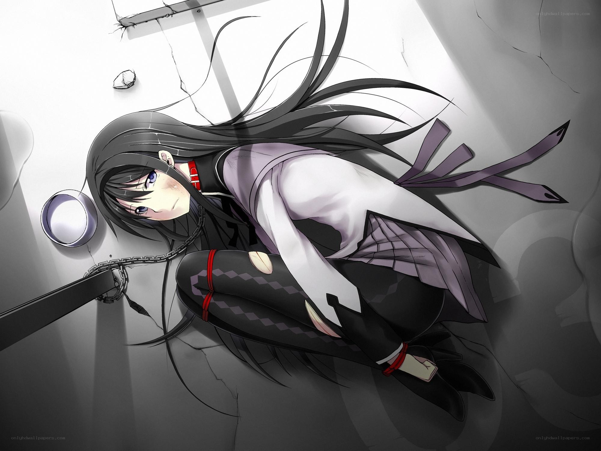 Anime girl chained to wall