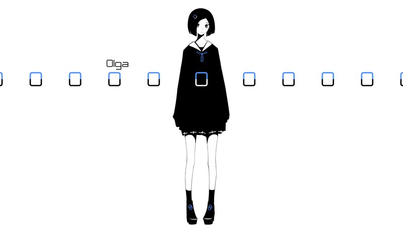 Anime Girl Character — Black, Neutral, Sailor-style Dress