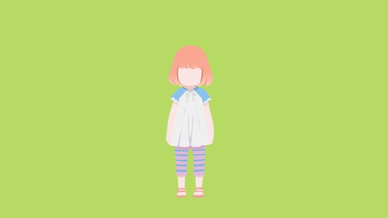 Anime Girl Character — Green, Neutral, Vector Art