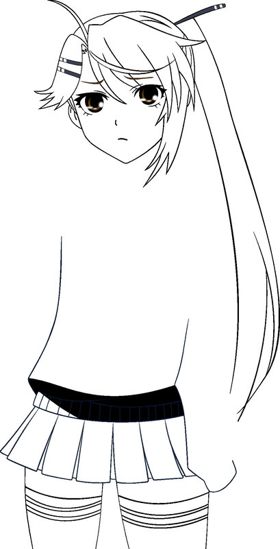anime girl character line art