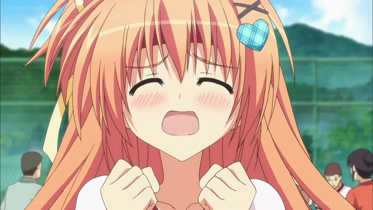 anime girl cheering happily