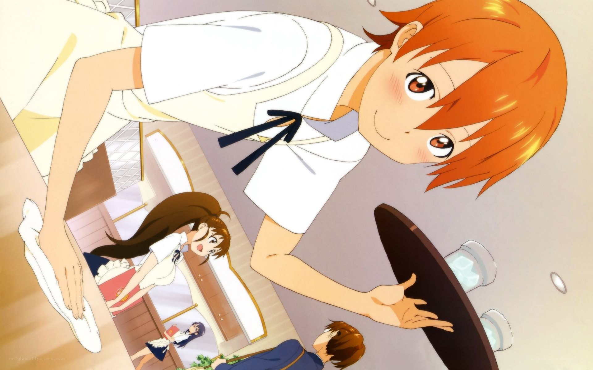 anime girl cleaning table