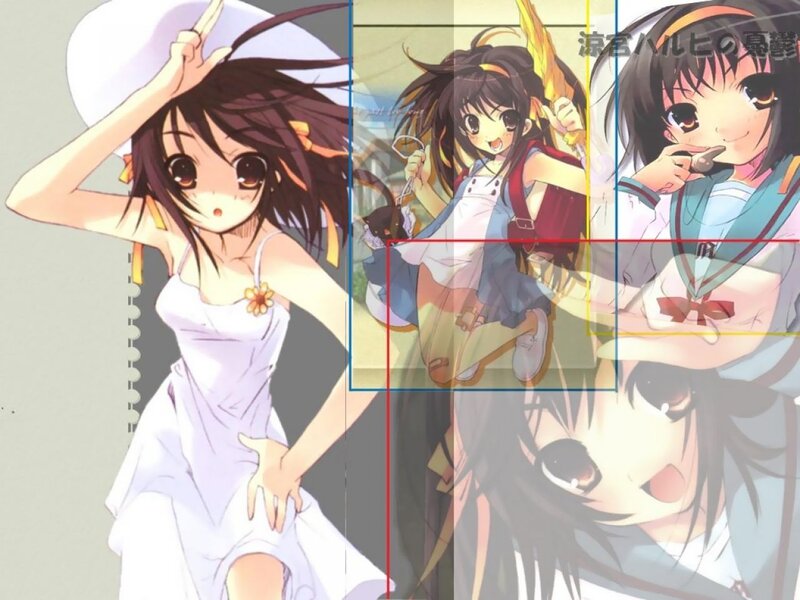 Anime Girl Collage — White, Cheerful