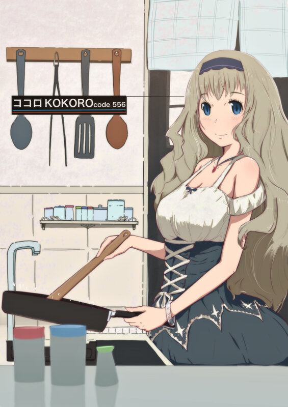 Anime Girl Cooking — Blue, Calm, Kitchen