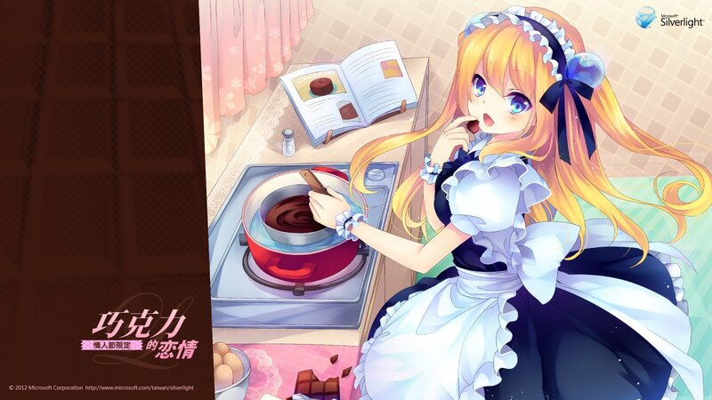 Anime girl cooking chocolate