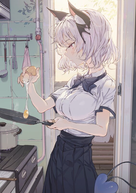 Anime Girl Cooking Eggs