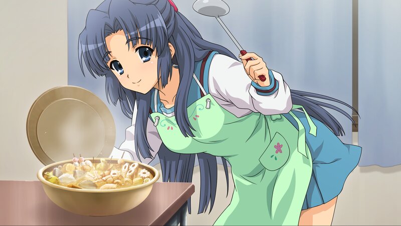 Anime Girl Cooking — Green, Calm