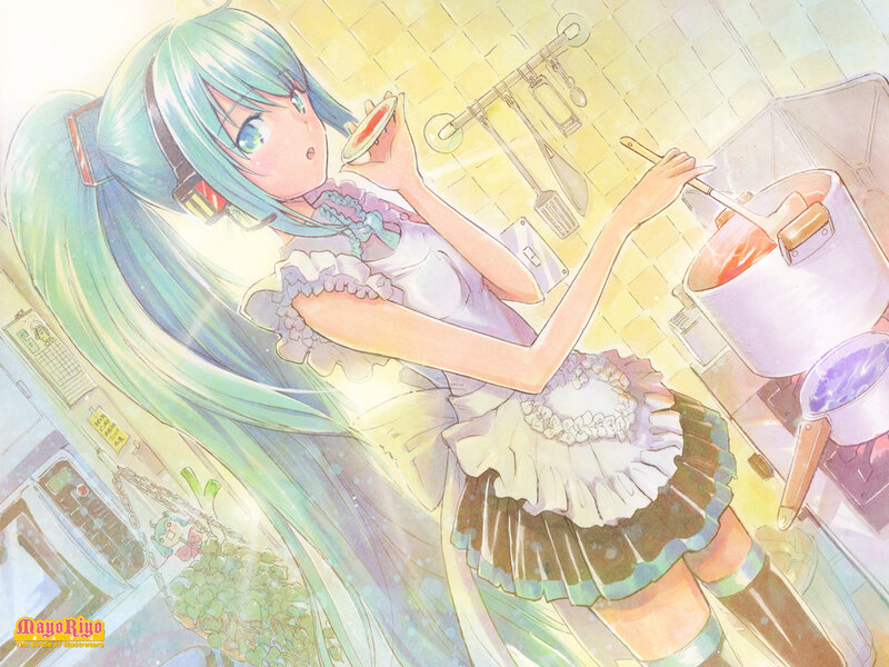 Anime Girl Cooking — Green
