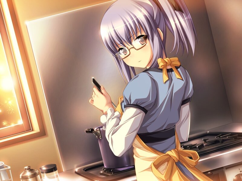 Anime Girl Cooking — Purple, Calm