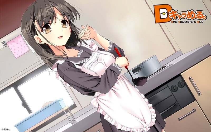 Anime Girl Cooking — White, Calm
