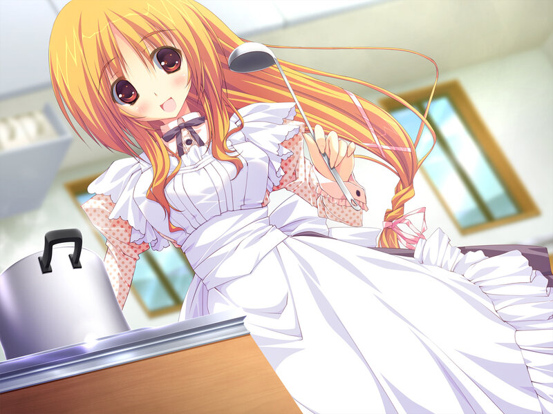 Anime Girl Cooking — White, Cheerful