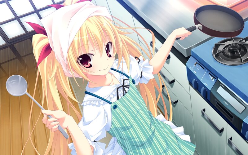 Anime Girl Cooking — Yellow, Cheerful