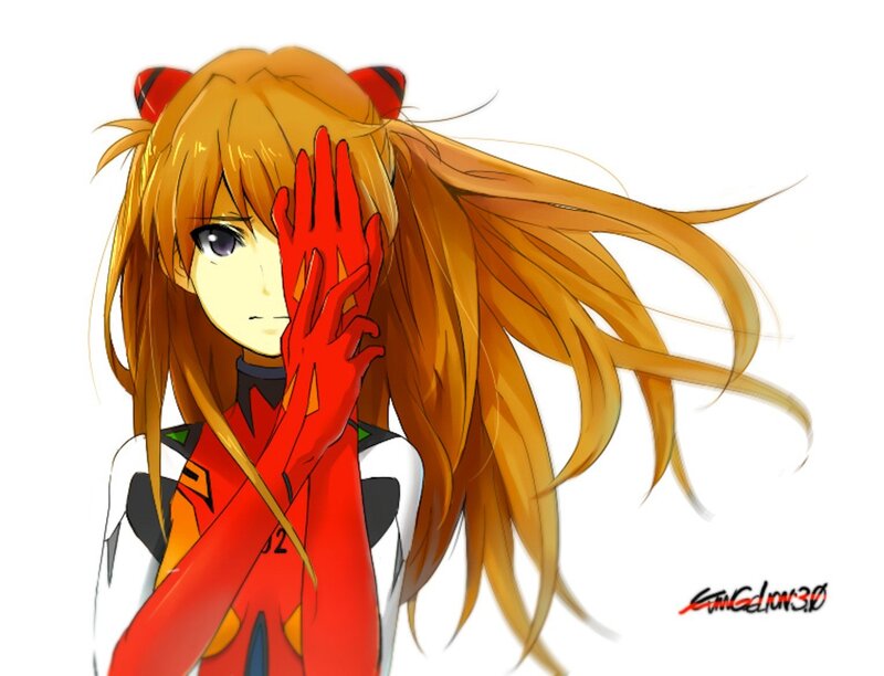 Anime Girl Covering Face — Orange, Neutral