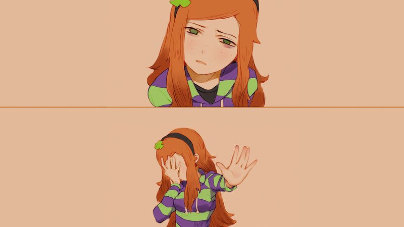Anime Girl Covering Face — Orange